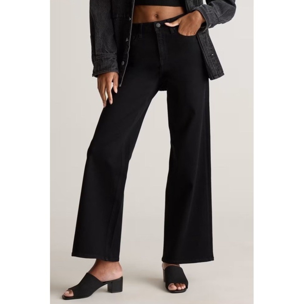 Quince Black Wide Leg Flare Jeans